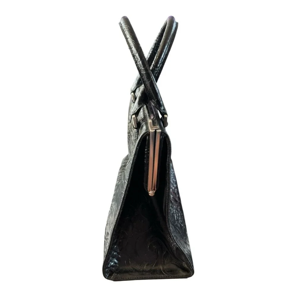 Black Embossed Croc-Pattern Tote Bag
